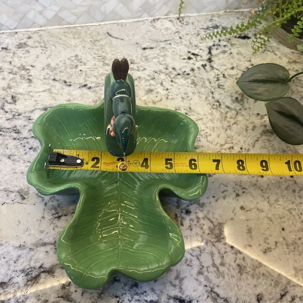 Department 56 Elf pixie Candy‎ Dish Green Clover Christmas St Patrick's Ceramic